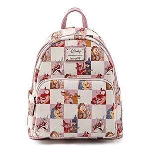 Loungefly Disney Princess Sidekicks Pink and White Checkered Mini Backpack